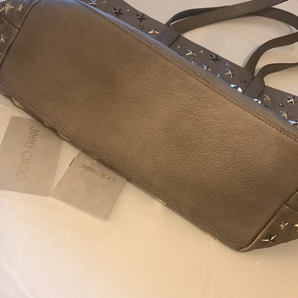 Jimmy Choo tote shoulder bag leather and stars in metal